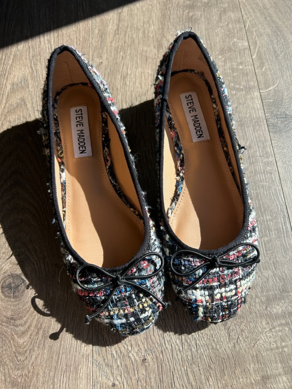 Steve Madden Multicolor Tweed Ballet Flats with Black Trim